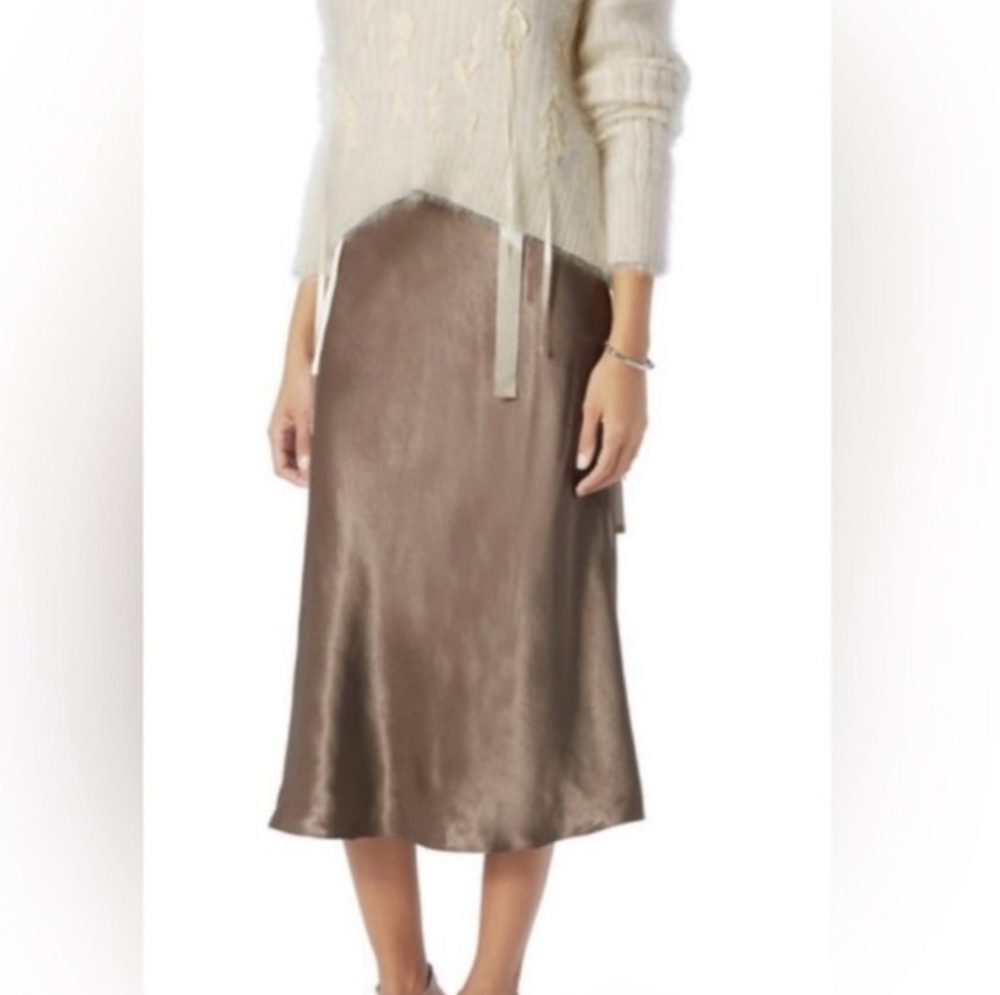 VINCE bias cut satin midi slip skirt XS